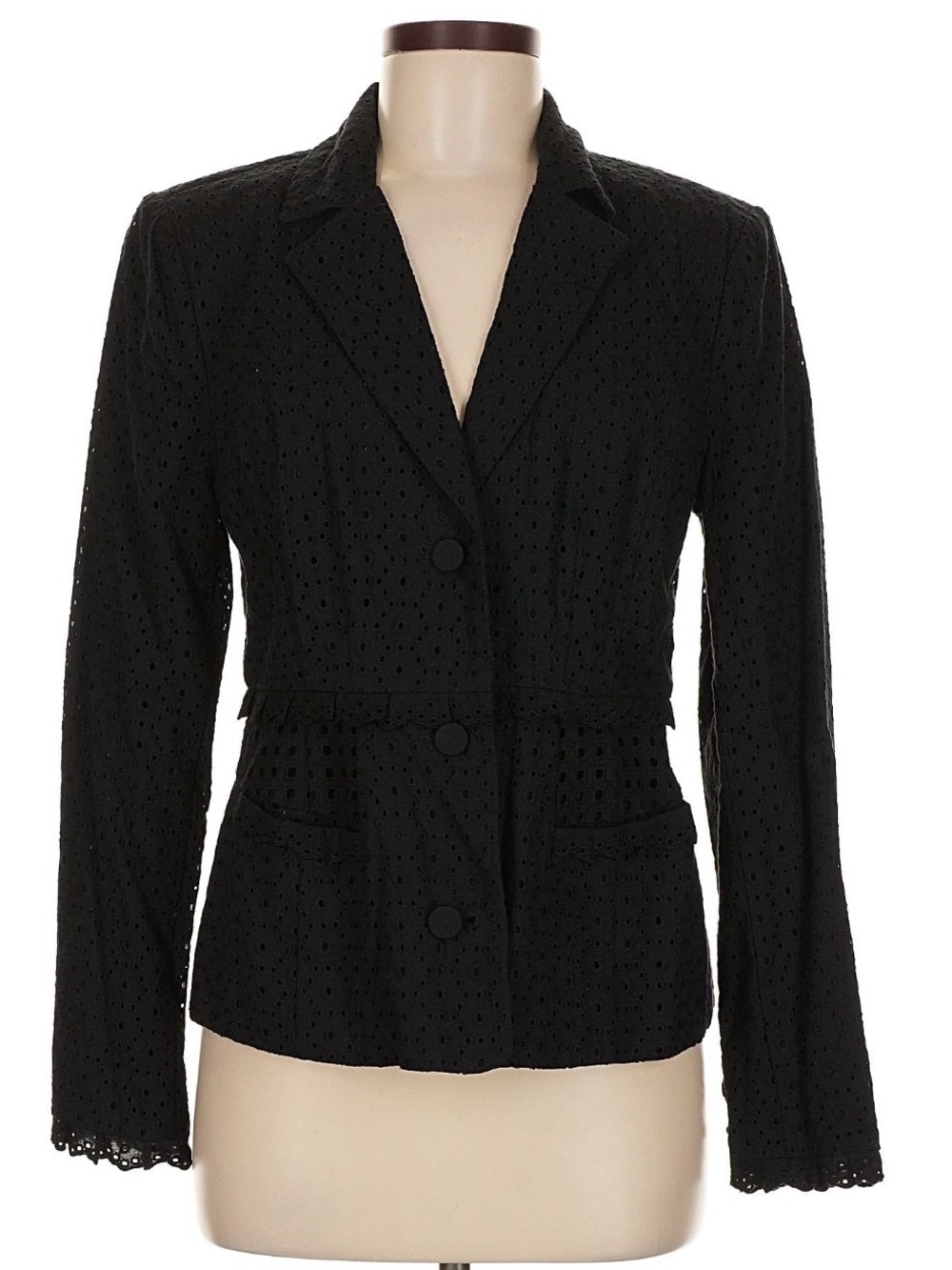 CAbi Black Eyelet Tailored Blazer